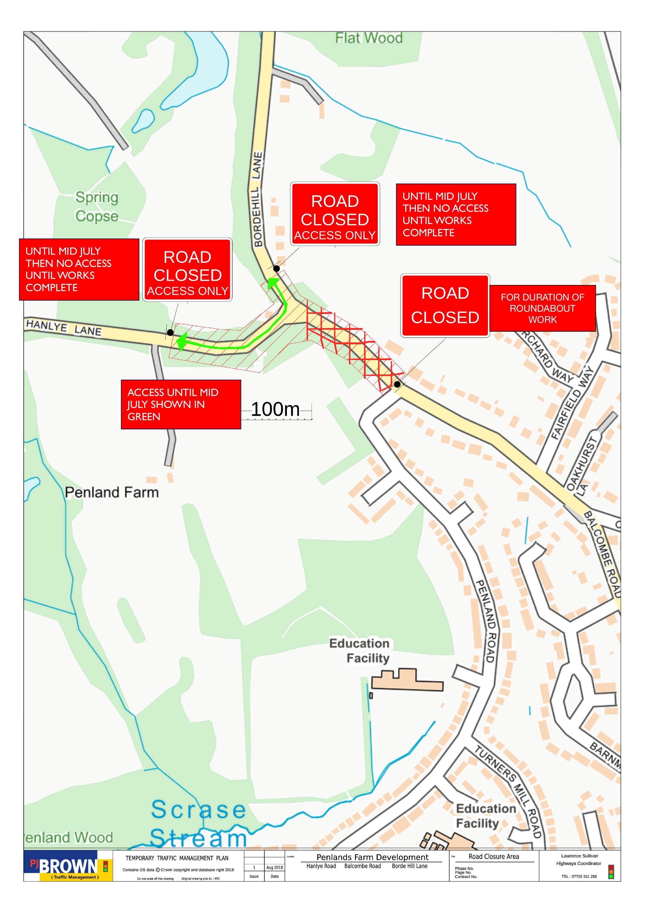 Hanlye Lane Balcombe Road Closure Map