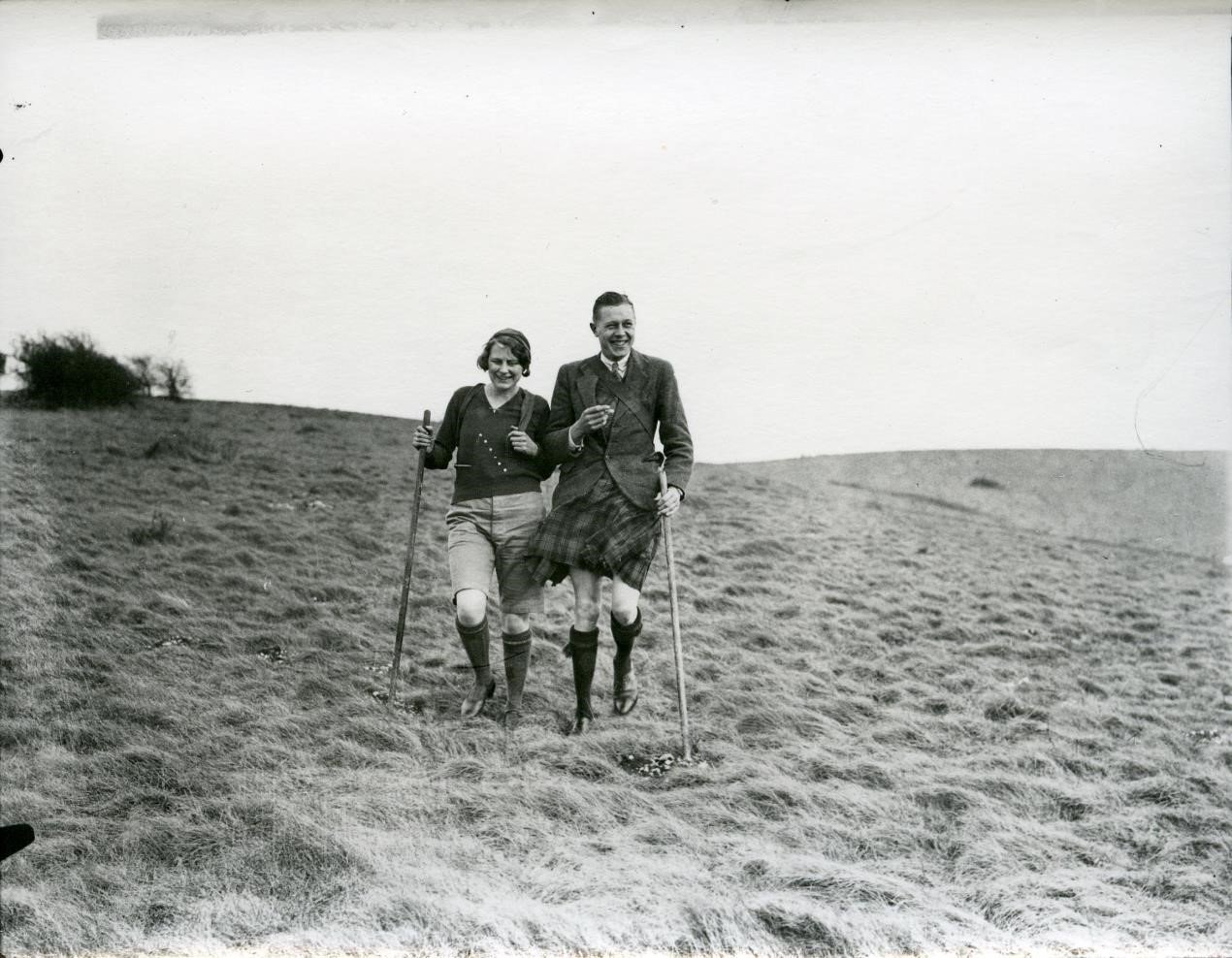Archive Photo Of Walkers On The Downs